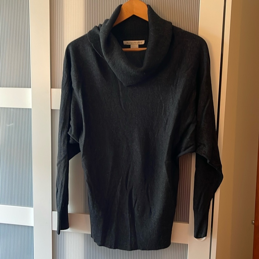 Bianca Nygard, grey turtleneck batwing silk/cashmere sweater, size M